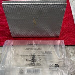 Yves Saint Laurent Metallic White and Gold Clutch